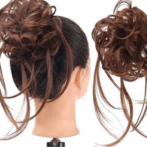 Brown Hair Bun with Elastic Band